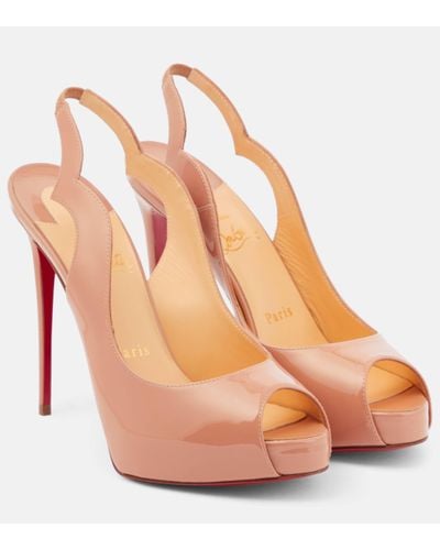 Christian Louboutin Hot Chick Patent Leather Slingback Court Shoes - Orange