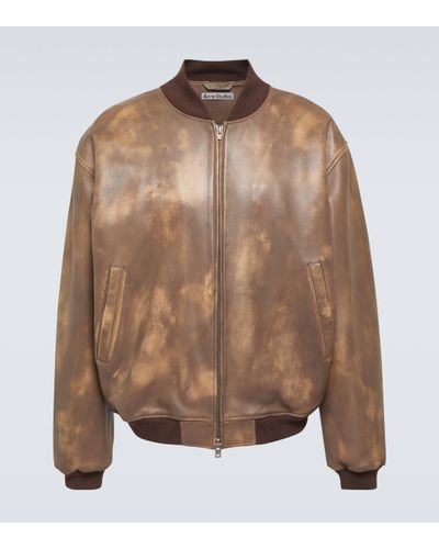 Acne Studios Leather Bomber Jacket - Brown