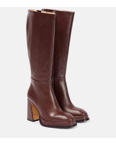 Souliers Martinez Begonia Leather Knee-high Boots - Brown