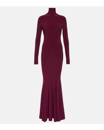 Norma Kamali Turtleneck Open-back Gown - Red