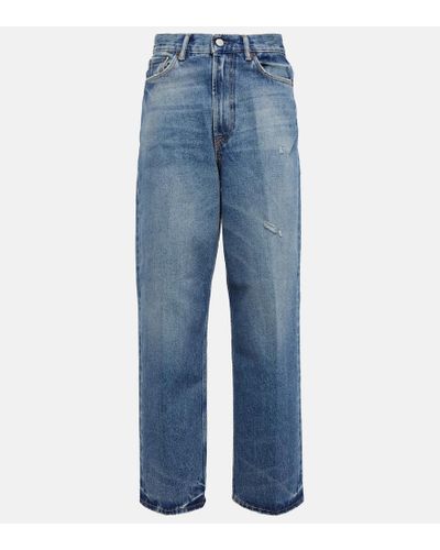 Acne Studios Jeans rectos de tiro alto cropped - Azul