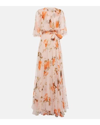 Erdem Floral Silk Voile Gown - Pink