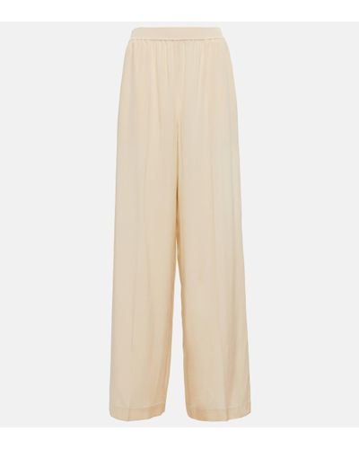 JOSEPH Hulin Wide-leg Silk Crepe Trousers - Natural