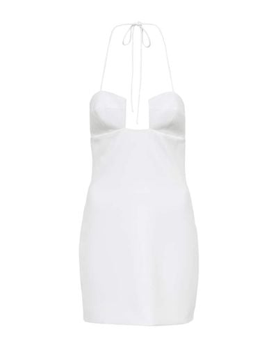 Monot Vestido corto de crepe con cuello halter - Blanco