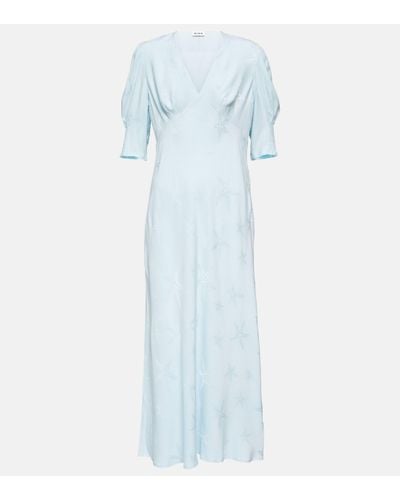 RIXO London Zadie Jacquard Crepe Midi Dress - Blue