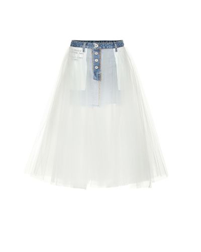 Unravel Project Denim And Tulle Skirt - Multicolour
