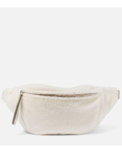 Brunello Cucinelli Medium Shearling Belt Bag - Natural