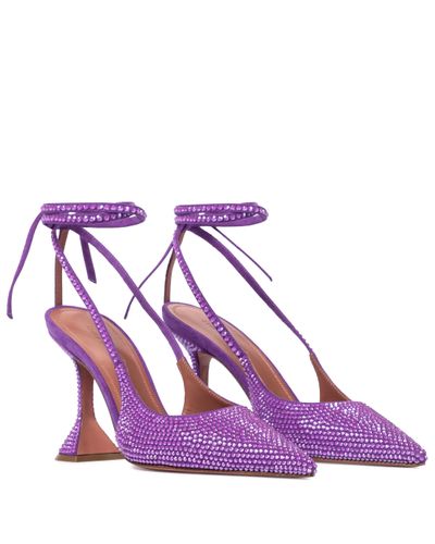 AMINA MUADDI Karma Embellished Suede Court Shoes - Purple