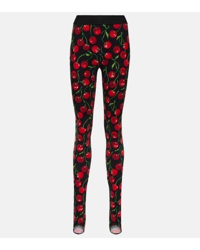 Dolce & Gabbana Leggings de punto técnico con estampado de cerezas - Rojo