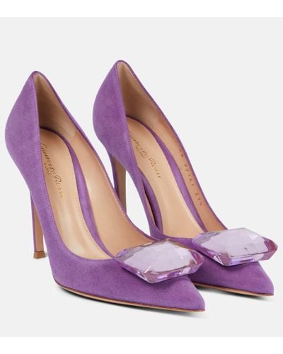 Gianvito Rossi Salones Jaipur 105 de piel adornados - Morado