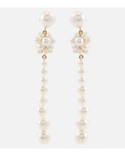 Sophie Bille Brahe Colonna Perle 14kt Gold Drop Earrings With Pearls - White