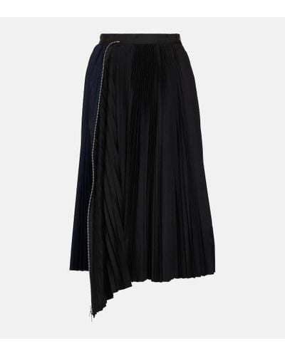 Sacai Falda midi plisada - Negro