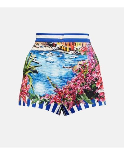 Dolce & Gabbana Shorts Portofino in cotone con stampa - Blu