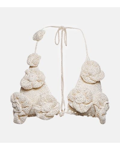 Magda Butrym Brassiere en crochet a fleurs - Neutre