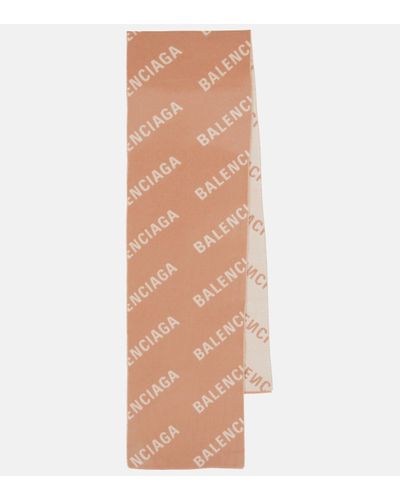 Balenciaga Logo Intarsia Wool Scarf - Natural