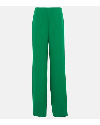 Valentino Pantalon ample a taille haute en soie - Vert