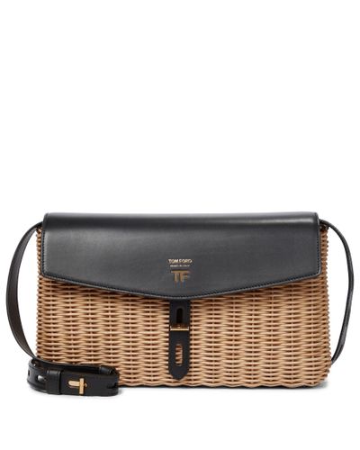 Tom Ford T Twist Wicker And Leather Shoulder Bag - Natural