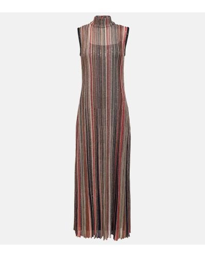 Missoni Sequined Striped Knitted Maxi Dress - Brown