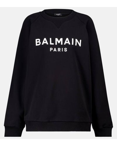 Balmain Logo Cotton Jersey Sweatshirt - Black
