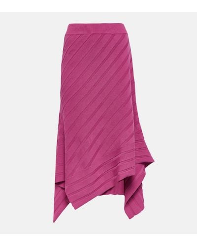 Stella McCartney Asymmetric Rib-knit Midi Skirt - Pink
