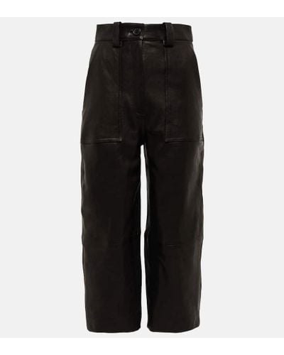 Khaite High-rise Straight-leg Leather Pants - Black