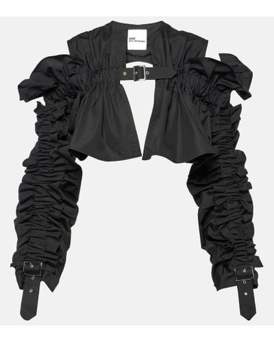 Noir Kei Ninomiya Ruffled Cotton Cropped Top - Black