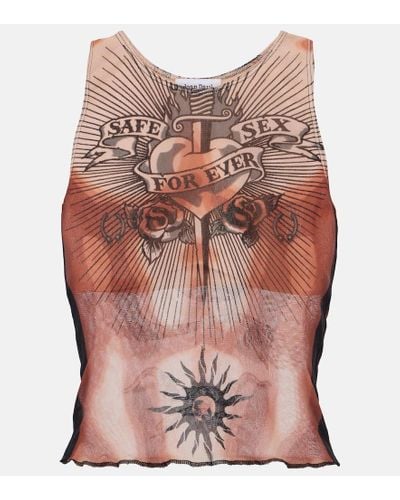 Jean Paul Gaultier Tattoo Collection Top aus Tuell - Pink