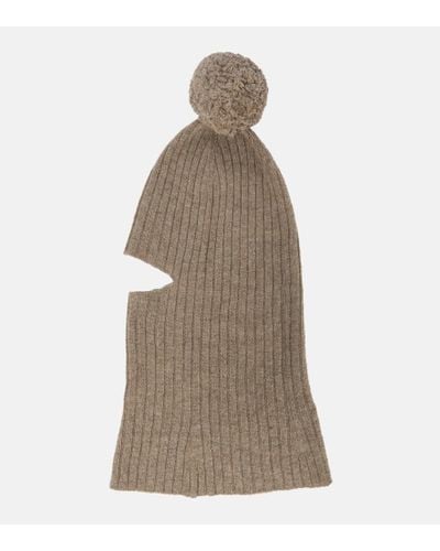 Khaite Cashmere Ribbed-knit Balaclava - Natural