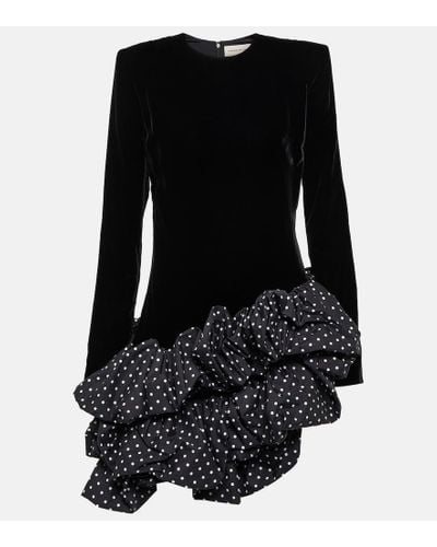 Alexandre Vauthier Ruffled Velvet Minidress - Black