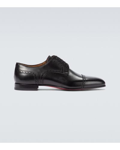 Christian Louboutin Eygeny Flat Leather Derby Shoes - Black