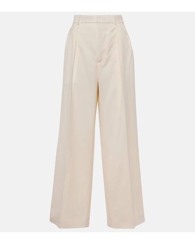 Wardrobe NYC Pantalones anchos de lana de tiro alto - Neutro