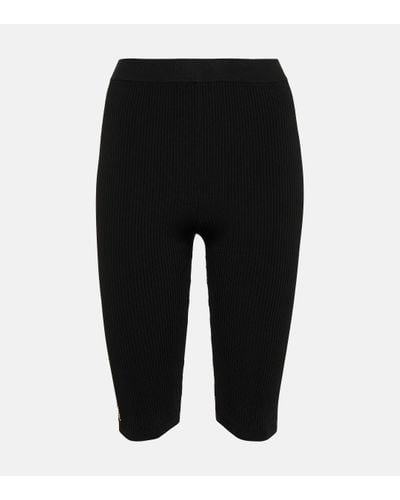 Saint Laurent Ribbed-knit Biker Shorts - Black