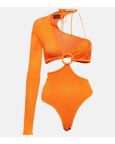 Roberta Einer Legato Asymmetrical Cotton-blend Bodysuit - Orange