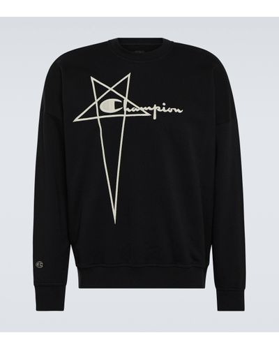 Rick Owens X Champion® Embroidered Cotton Sweatshirt - Black