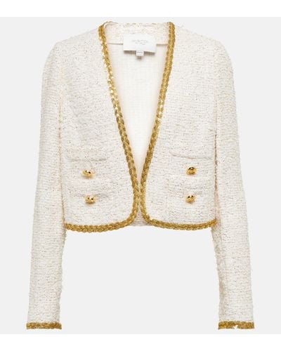 Giambattista Valli Embellished Boucle Cropped Jacket - White