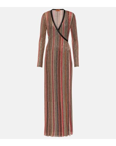 Missoni Metallic Striped Maxi Dress - Brown