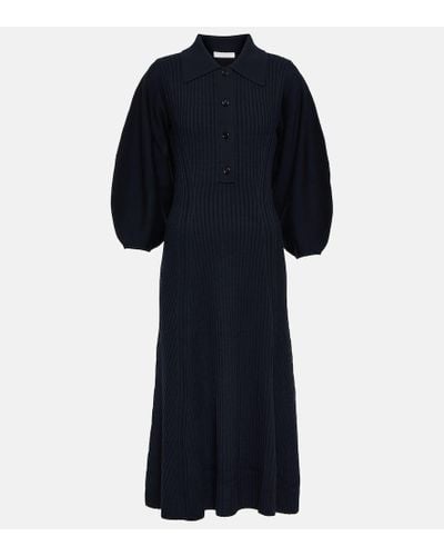 Chloé Ribbed-knit Wool Maxi Dress - Blue