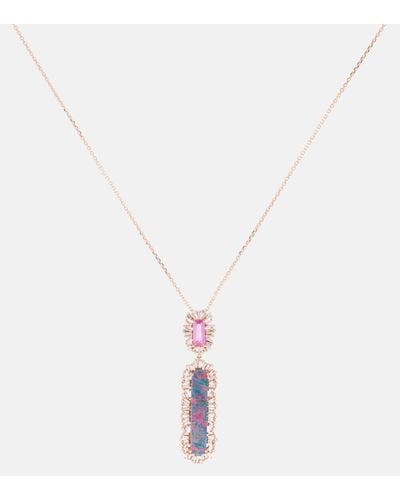 Suzanne Kalan 18kt Rose Gold Necklace With Diamonds, Sapphire And Opal - White