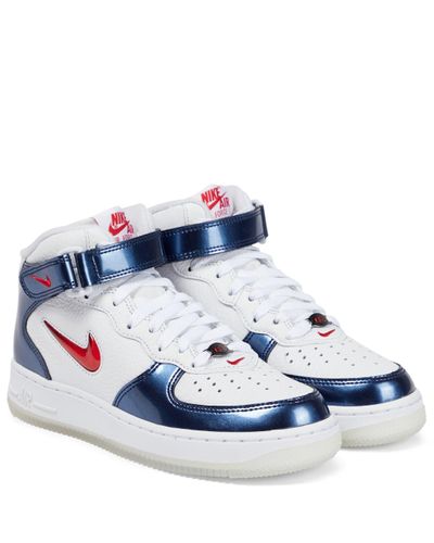 Nike Air Force 1 Mid QS White/ University Red-Midnight Navy-White - Weiß