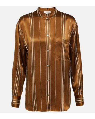 Vince Striped Silk Shirt - Brown