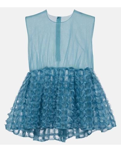 Noir Kei Ninomiya Abito midi in tulle con volant - Blu