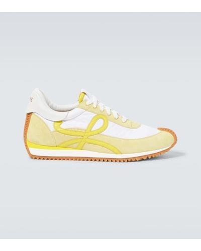 Loewe Paula's Ibiza Flow Runner Leather-trimmed Suede And Shell Sneakers - Metallic