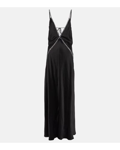 Stella McCartney Vestido de fiesta de saten con cristales - Negro