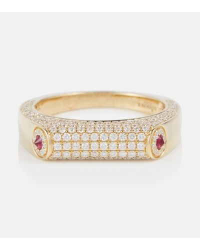 Rainbow K Grace 14kt Gold Ring With Diamonds And Rubies - White