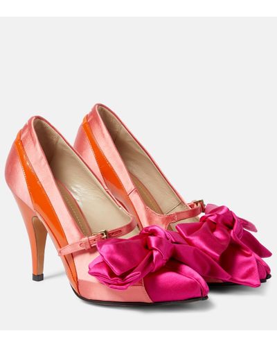 Maison Margiela Escarpins Tabi Monster 110 en satin et cuir - Rose