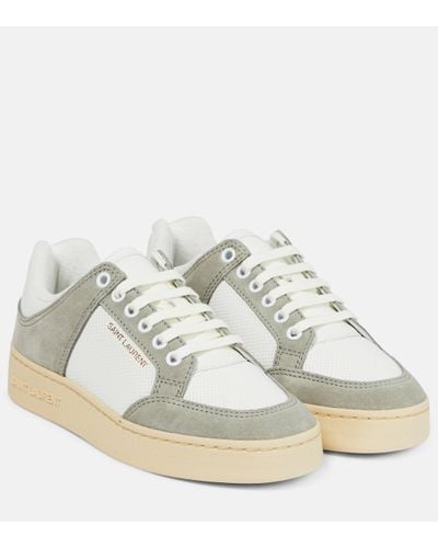 Saint Laurent Suede Panel Low-top Trainers - Grey