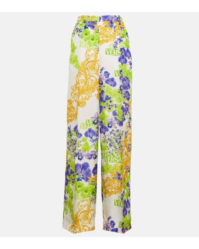 Versace Floral Wide-leg Trousers - White