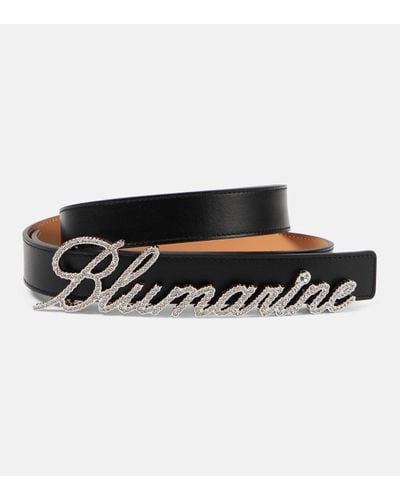 Blumarine Logo Embellished Leather Belt - Black