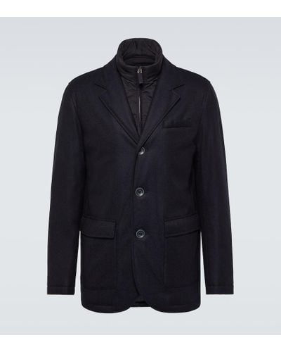 Herno Convertible Wool And Cashmere Blazer - Blue