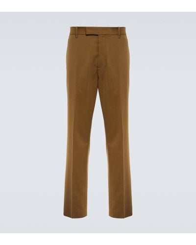 The Row Elijah Straight Cotton And Silk Trousers - Natural